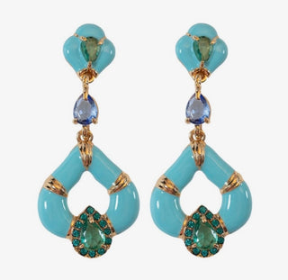 Aegean Dream Crystal Turquoise Teardrop Statement Earrings