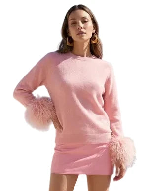 Sunrise Removable Fur Cuff Wool Sweater
