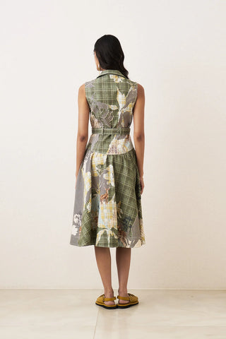 Bela Notch Collar Tier Dress