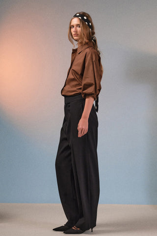 Pinstripe Balloon Sleeve Shirt