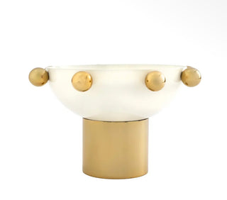 Temari White and Gold Nut Bowl