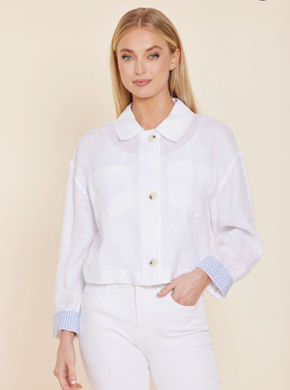 Linen Jacket with Pin Stripe Cuff