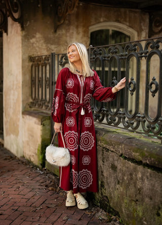 Crimson and White Dress