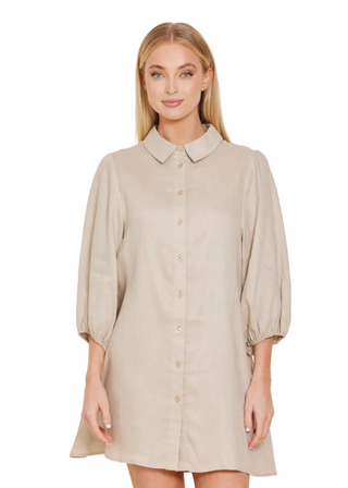 Linen Exaggerated Sleeve Dress