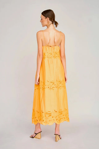 Ilio Dress in Marigold Embroidered Deco