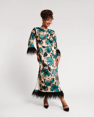 Belle Maxi Dress W/Feathers