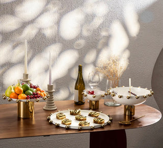 Temari White and Gold Nut Bowl
