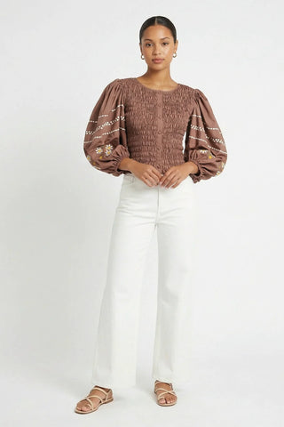 Astrid Top w/ Elegant Balloon Sleeves
