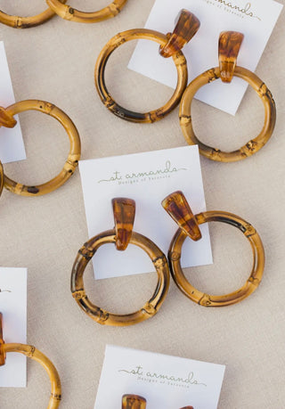 Dark Brown Bamboo Statement Drop Earrings