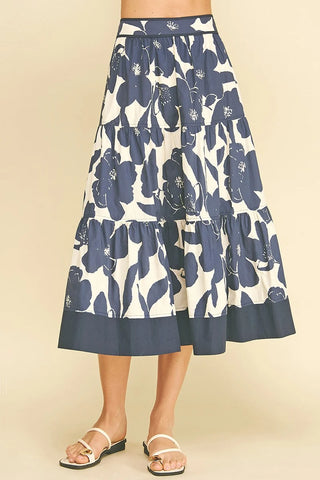 Floral Tiered Midi Skirt