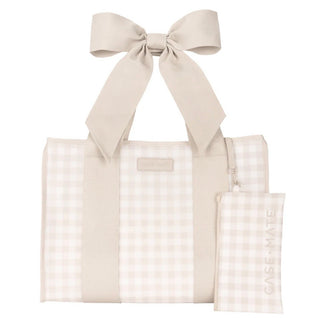 Latte Gingham Bow Jelly Tote Bag