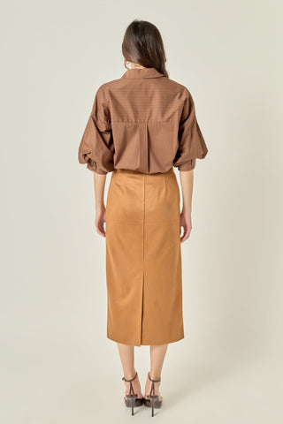 Pinstripe Balloon Sleeve Shirt