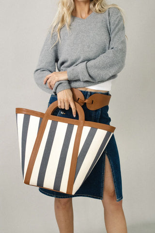 Stripe Canvas Atuel Tote - Large