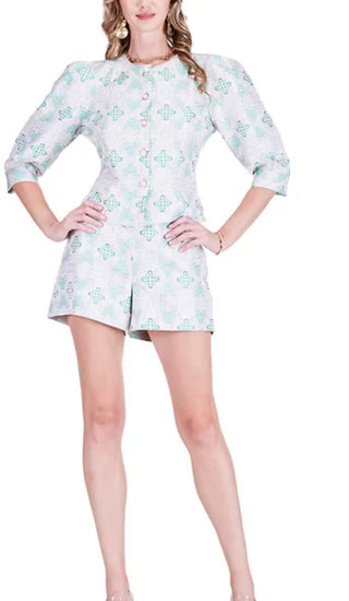 Antique Jacquard - Cropped Puff Sleeve Jacket