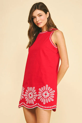 Floral Embroidered Mini Dress