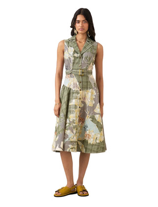 Bela Notch Collar Tier Dress