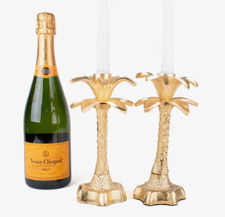 Gold Palm Tree Candlestick Set of 2
