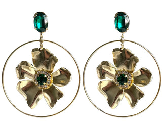 Emerald large flower hoop clips