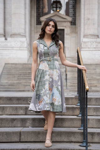 Bela Notch Collar Tier Dress