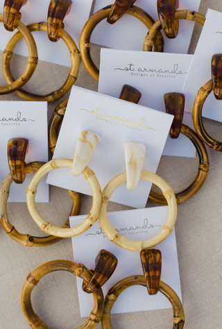 Light Brown Bamboo Statement Drop Earrings