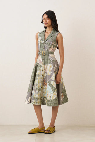 Bela Notch Collar Tier Dress