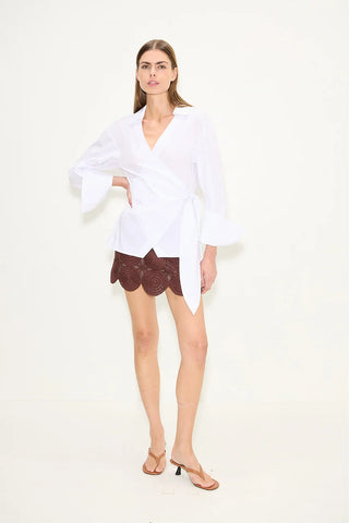 Anya Poplin Wrap Top
