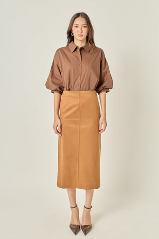 Pinstripe Balloon Sleeve Shirt