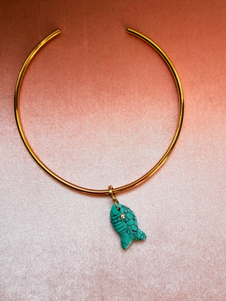 Gold Collar with Fish Charm