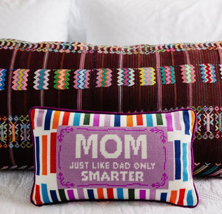 Mom Rules Needlepoint Pillow