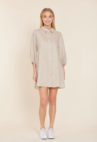 Linen Exaggerated Sleeve Dress