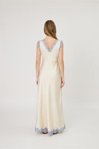 Sky Lace Ivory Satin Maxi