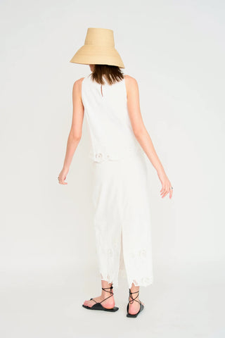 Lombok Skirt in White Embroidered Deco