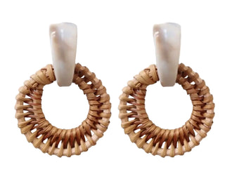 Cream Ball Button Stud Earring