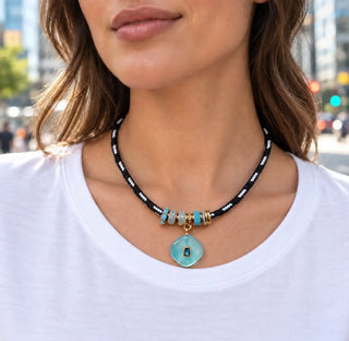 Aqua Gem Paracord Pendant Necklace