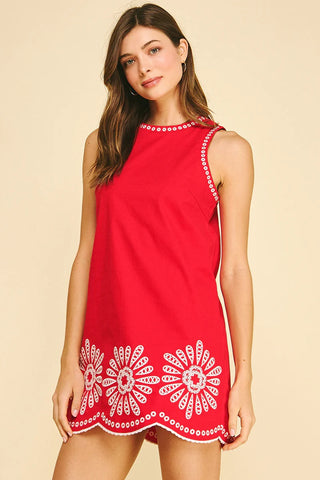 Floral Embroidered Mini Dress