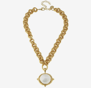 Gold Chain W/ Cotton Pearl Necklace