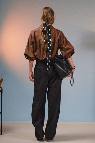 Pinstripe Balloon Sleeve Shirt
