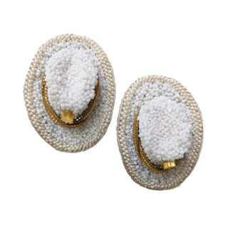 White cowboyhat earrings