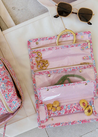 Luxe Jewelry Wallet - Marseille with Pink Pinstripe Liner