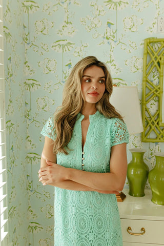 Puff Sleeve Midi Dress w/Gold Buttons