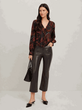 Sigourney Pintuck Faux Leather Pants