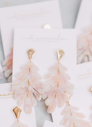 Pink Petite Palm Statement Drop Earrings