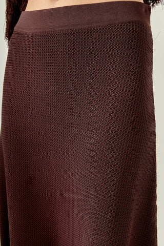 Fringe Hem Knit Midi Skirt