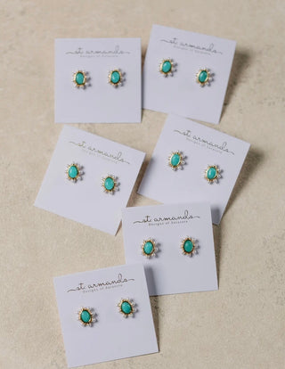 Turquoise and Pearl Oval Stud