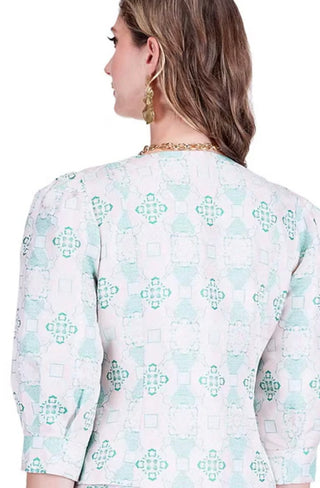 Antique Jacquard - Cropped Puff Sleeve Jacket