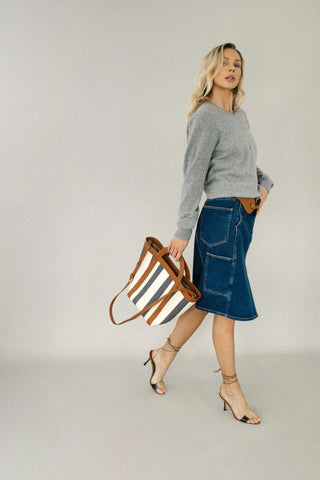 Stripe Canvas Atuel Tote- Small