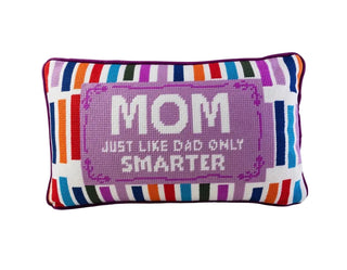 Mom Rules Needlepoint Pillow