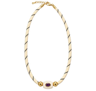 Ivory Paracord Amethyst Necklace