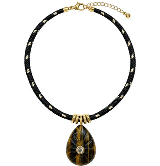 Tiger Eye Teardrop Paracord Necklace