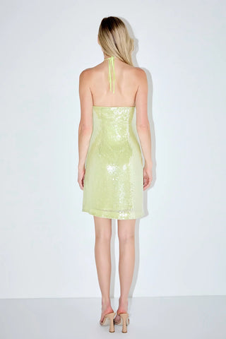 Rose Halter Sequins Mini Dress